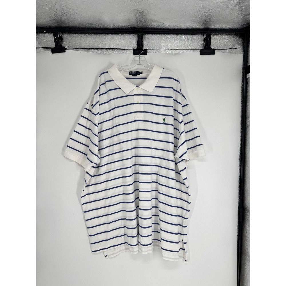 Polo Ralph Lauren Polo Shirt 6XL Big 6XB Blue White Striped Pony Short Sleeve